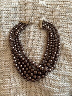 Lia Sophia Multi-Strand Metallic Brown Pearl Necklace